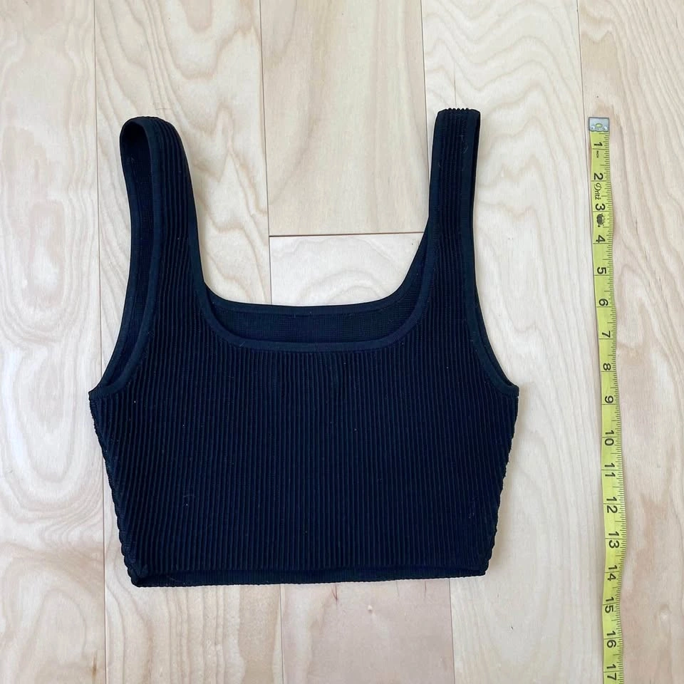 Aritzia Babaton Sculpt Ribbed Crop Tank Top Women's Black Scoop