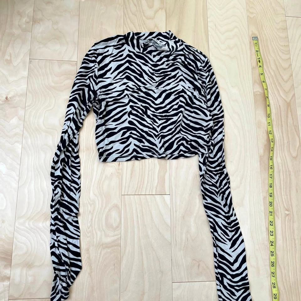 Cropped Zebra Print Longsleeve Top