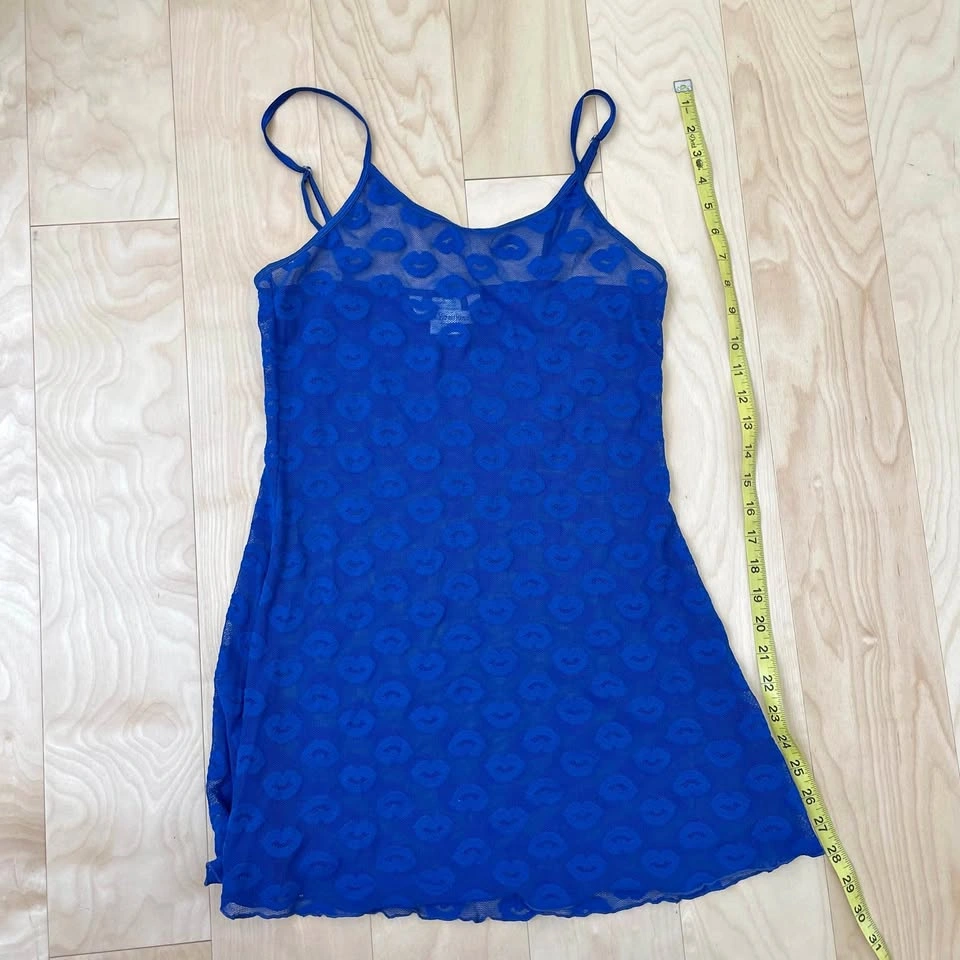 Lace Lip Print Mesh Dress