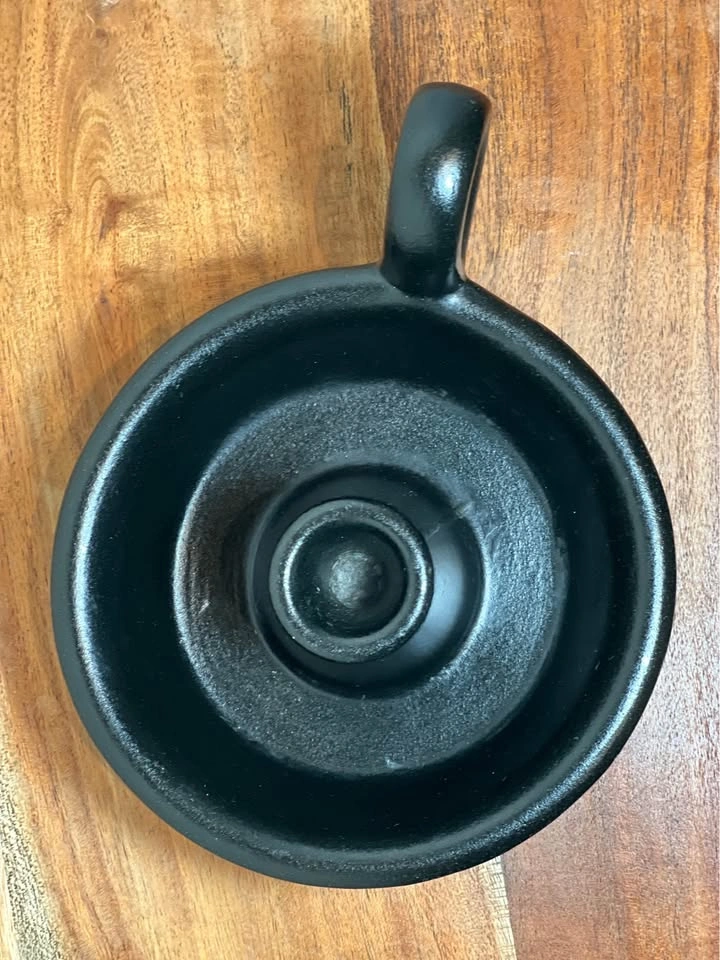 Mid Century Modern Black Stoneware Candle Holder - photo 3