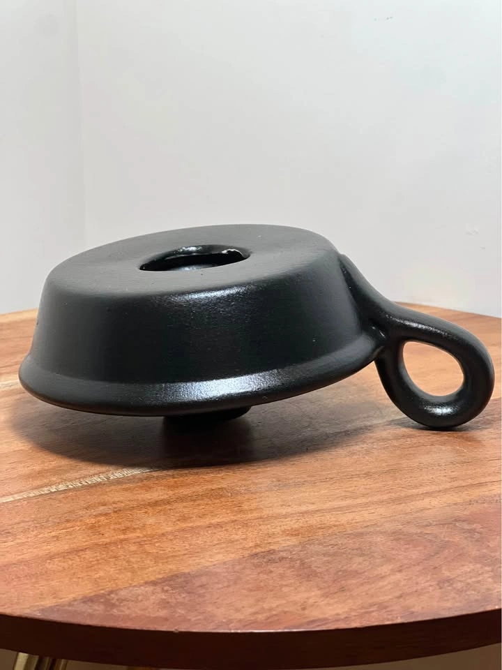 Mid Century Modern Black Stoneware Candle Holder - photo 4