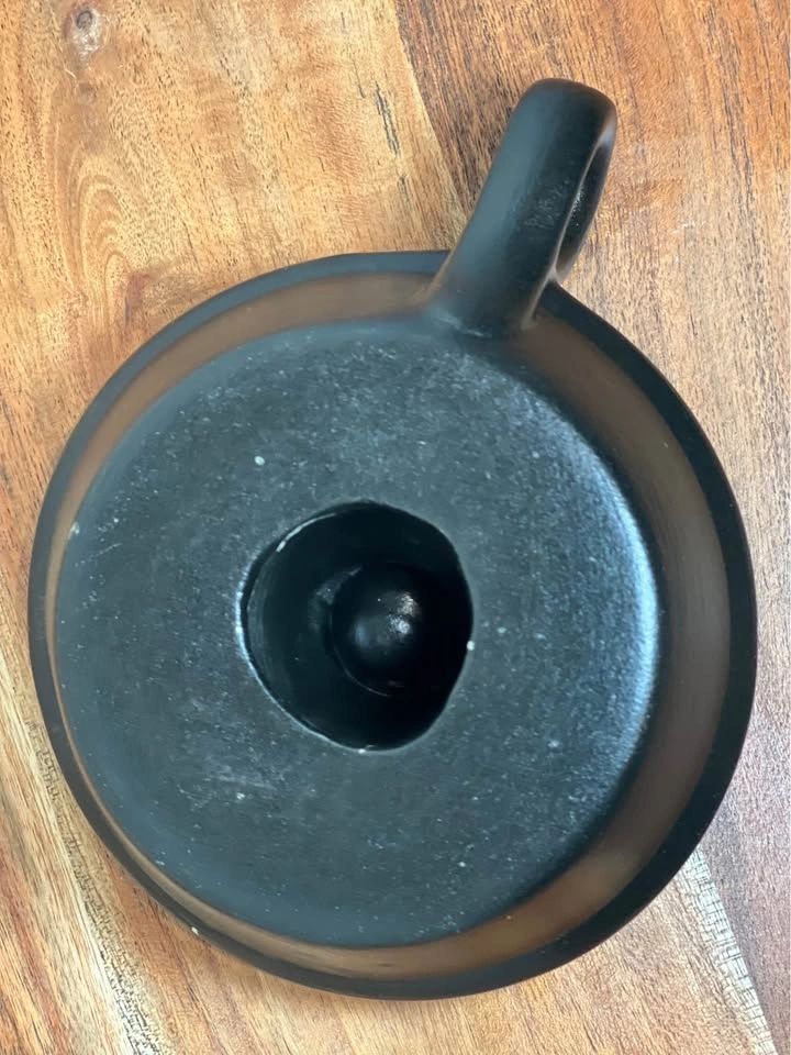 Mid Century Modern Black Stoneware Candle Holder - photo 5