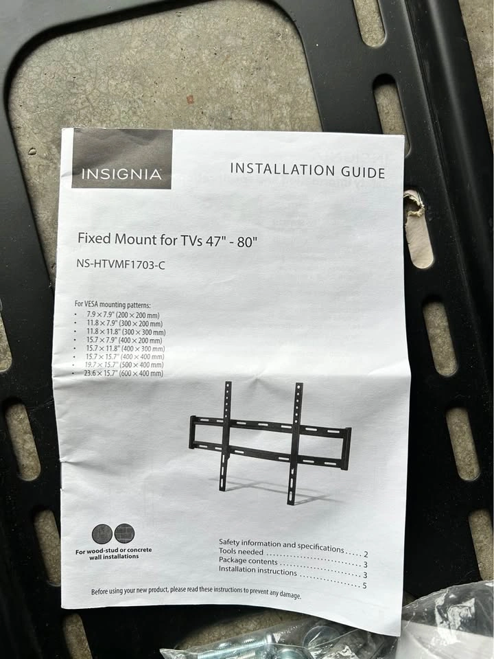 Insignia Fixed TV Wall Mount NS-HTVMF1703-C - photo 2