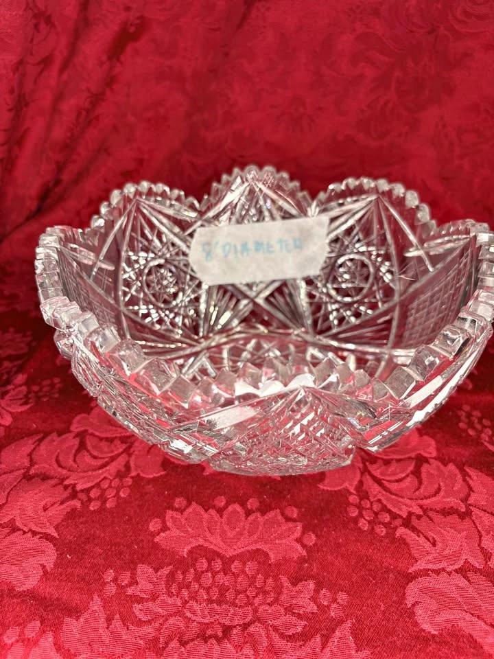 Set of 5 Glass Bowls - Cut Crystal and Scalloped Clear Glass
