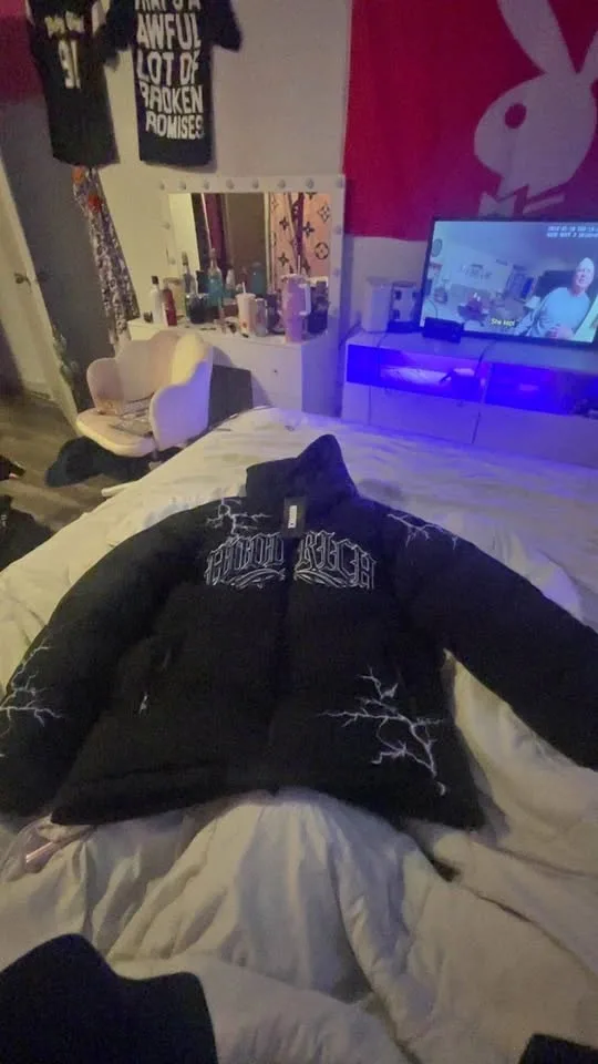 Hoodrich black jacket with white lightning design MEN