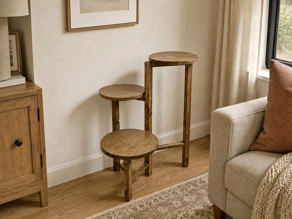 Rustic 3 Tier Plant Stand - Solidwood, Handcrafted, Rustic