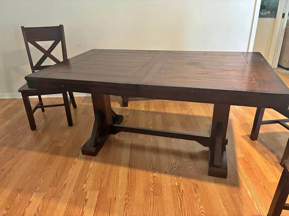 Dining table with 4 chairs and a bench
