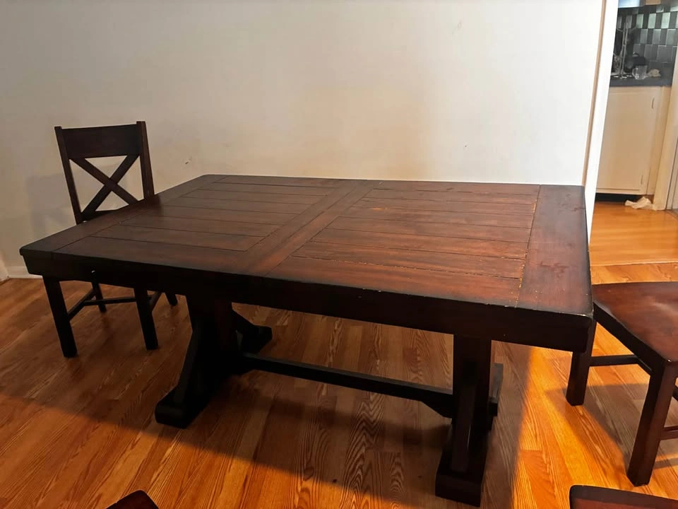 Dining table with 4 chairs and a bench - photo 3