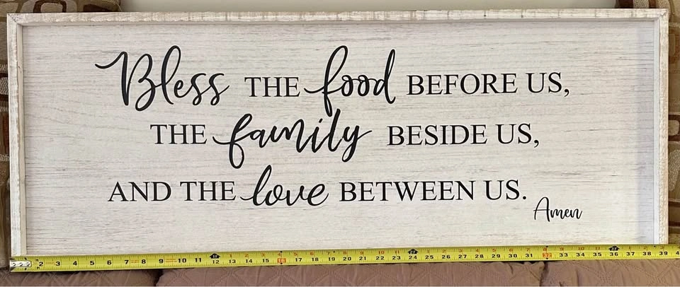 Beautiful Large Farmhouse Wood Wall Sign – "Bless the Food Befor - photo 3