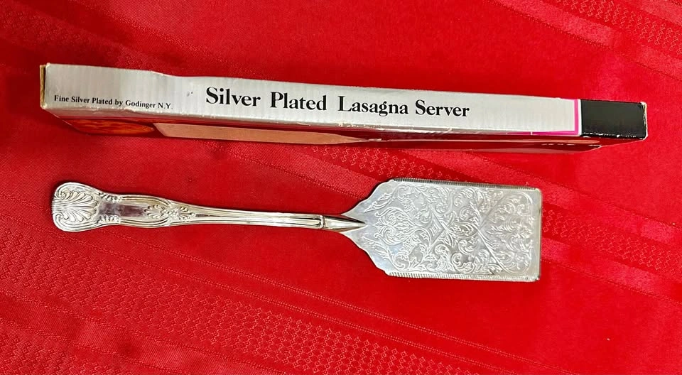 Silver Plated Lasagna Server- Decorative Pie Server w/ Box