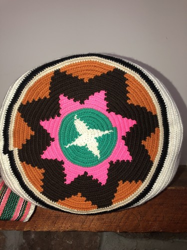 Authentic Wayuu Mochila Colombian Bag Large Boho Giraffe Ivory - photo 4