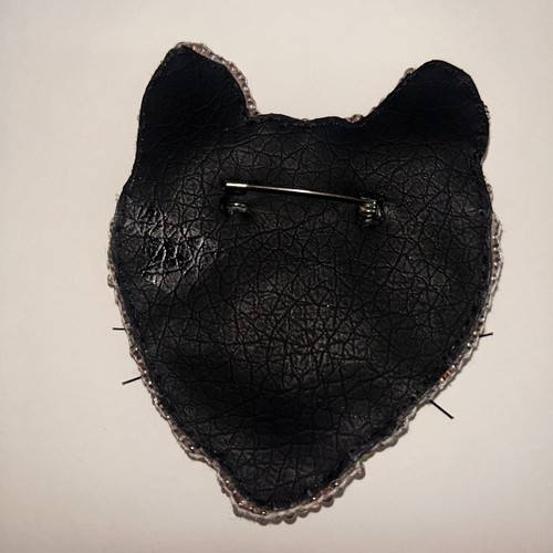 NEW Handmade Seed Bead Cat Face Pin Brooch - photo 3