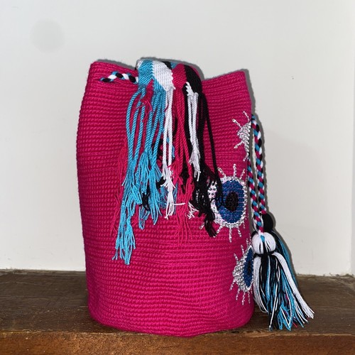 Authentic Wayuu Mochila Bag Large Handpainted Rhinestone Eye - photo 5