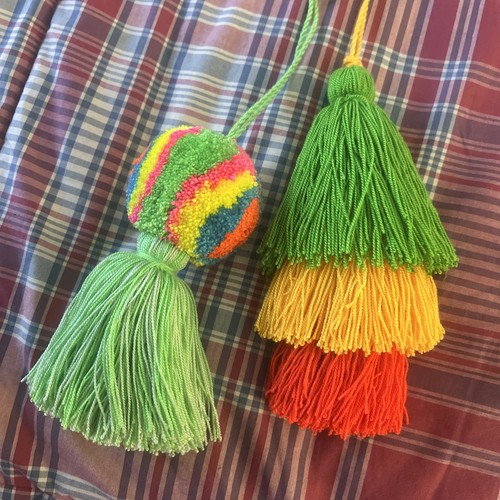 2 Pcs Wayuu Colorful Pom Pom Tassel Bag Charms (set #3) - photo 2