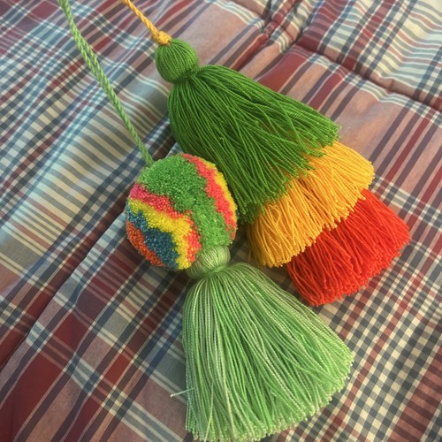 2 Pcs Wayuu Colorful Pom Pom Tassel Bag Charms (set #3) - photo 5