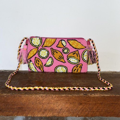 Authentic Wayuu Crossbody Clutch Bag Medium Limes Pink - photo 2