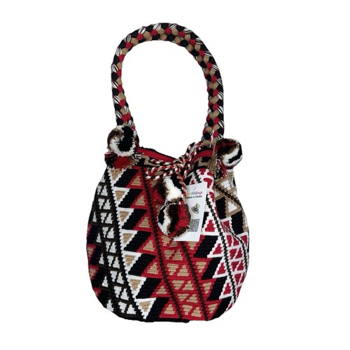 Authentic Wayuu Mochila Colombian Bag Large Red Black