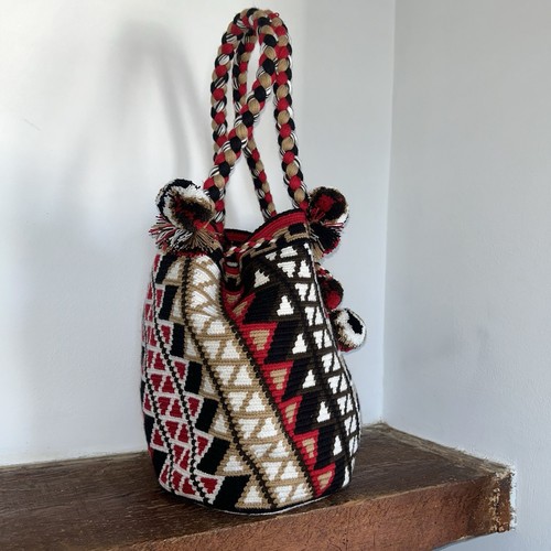 Authentic Wayuu Mochila Colombian Bag Large Red Black - photo 3
