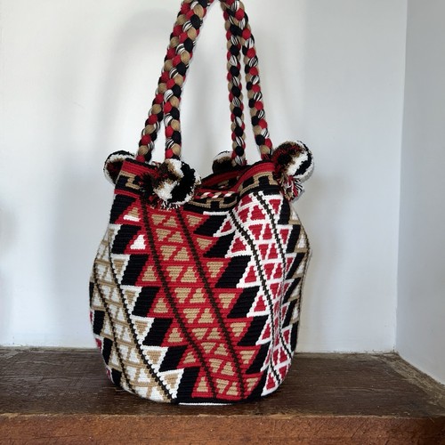 Authentic Wayuu Mochila Colombian Bag Large Red Black - photo 4