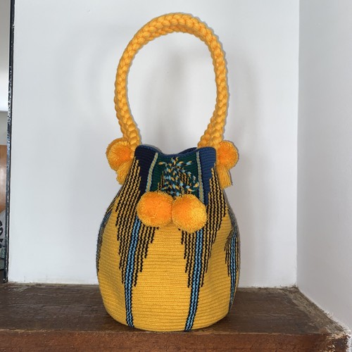 Authentic Wayuu Mochila Colombian Bag Large Yellow - photo 2