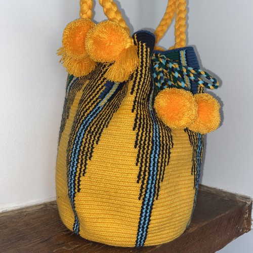 Authentic Wayuu Mochila Colombian Bag Large Yellow - photo 3