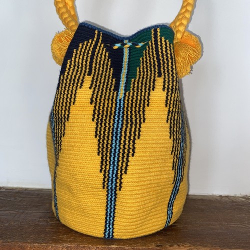 Authentic Wayuu Mochila Colombian Bag Large Yellow - photo 4