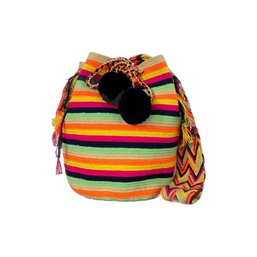 Authentic Wayuu Mochila Colombian Bag Large Striped Rainbow