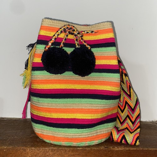 Authentic Wayuu Mochila Colombian Bag Large Striped Rainbow - photo 3