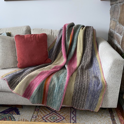 Boho Handwoven Peruvian Frazada Rug Blanket Multicolor