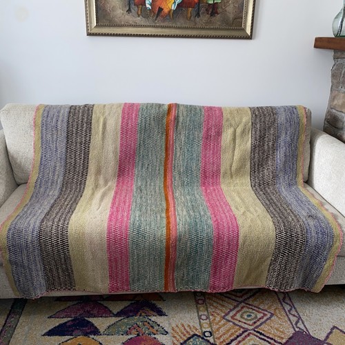 Boho Handwoven Peruvian Frazada Rug Blanket Multicolor - photo 4