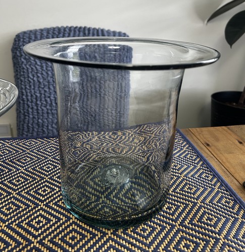 Vintage Glass Hurricane Candle Holder, Large, Hand Blown