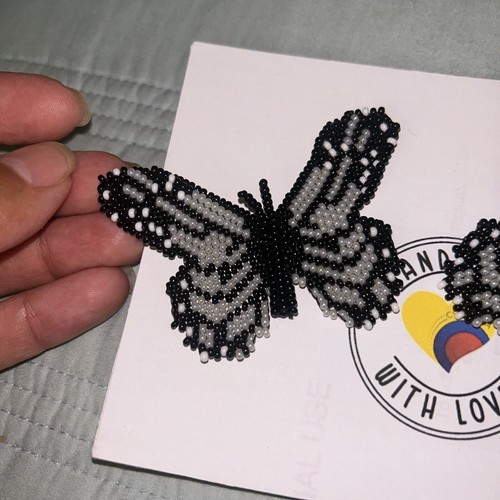 Beaded Butterfly Earrings Colombian Embera Handmade NEW. White - photo 5