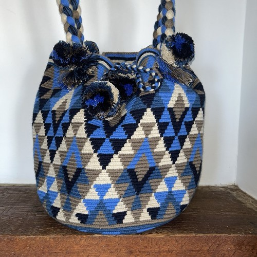 Authentic Wayuu Mochila Colombian Bag Blue Shades - photo 2