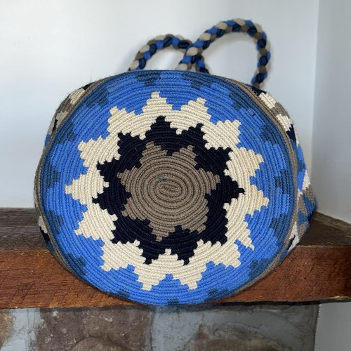 Authentic Wayuu Mochila Colombian Bag Blue Shades - photo 5