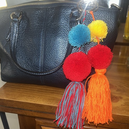 2 Pcs Wayuu Colorful Red And Blue Pompom Tassel Keychain Set - photo 4