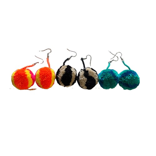 Set Of 3 Pom Pom Earrings Colombian Jewelry Wayuu