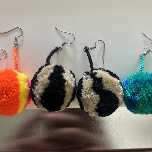 Set Of 3 Pom Pom Earrings Colombian Jewelry Wayuu - photo 3