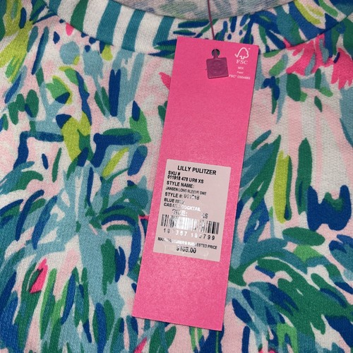 NWT Lilly Pulitzer Jansen Sweatshirt Blue Ibiza Cabana XS - photo 4