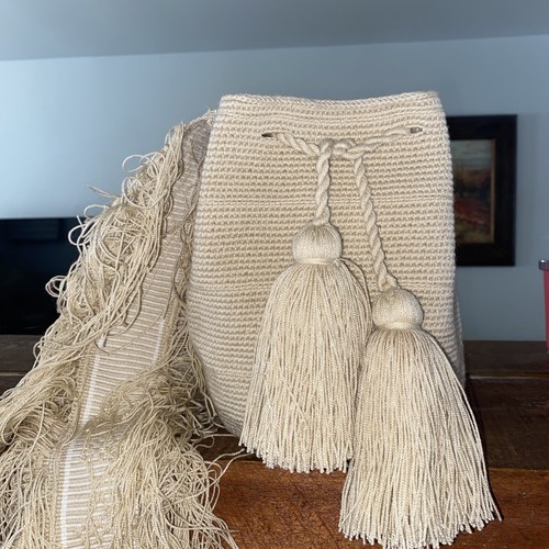 Authentic Wayuu Mochila Colombian Bag Medium Crossbody Beige - photo 3