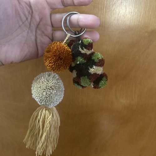 2 Pcs Wayuu Colorful Beige And Green Pompom Tassel Keychain - photo 5