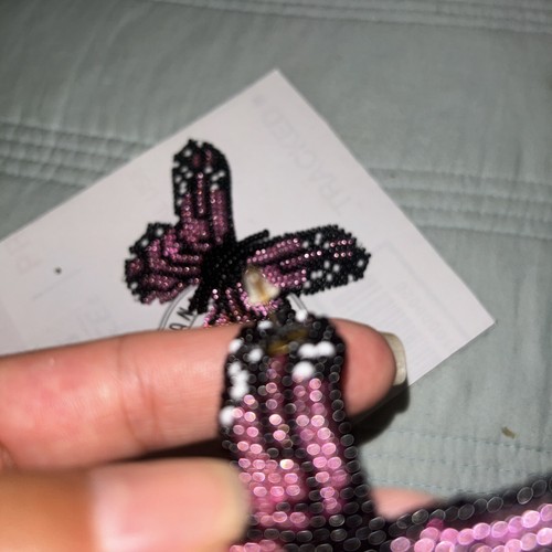 Beaded Butterfly Earrings Colombian Embera Handmade NEW. Pink - photo 5