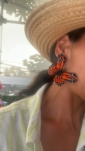 Beaded Butterfly Earrings Colombian Embera Handmade NEW. Blue - photo 4