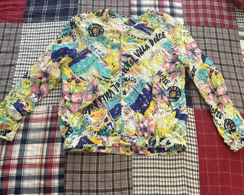 Vintage Yellow Kriss Kross 100% Silk Bomber Jacket Size Small