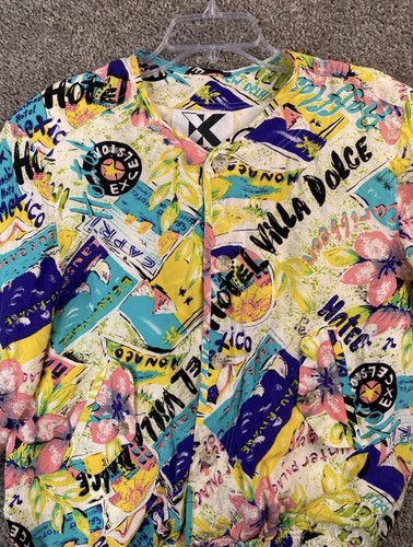 Vintage Yellow Kriss Kross 100% Silk Bomber Jacket Size Small - photo 4