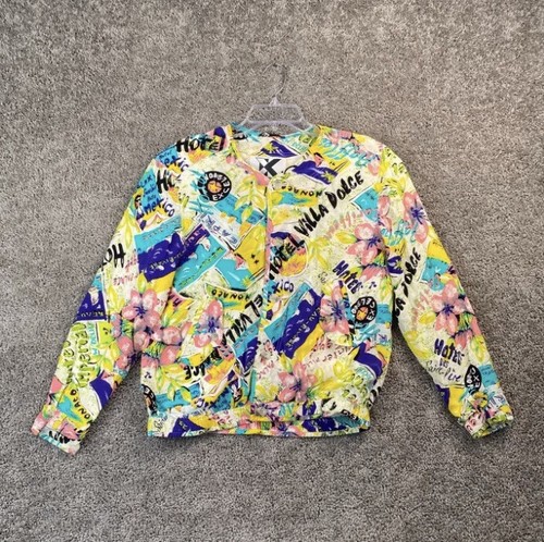 Vintage Yellow Kriss Kross 100% Silk Bomber Jacket Size Small - photo 5