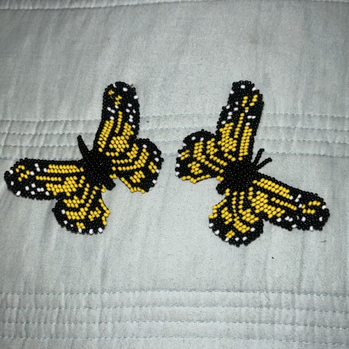 Beaded Butterfly Earrings Colombian Embera Handmade NEW. Yellow