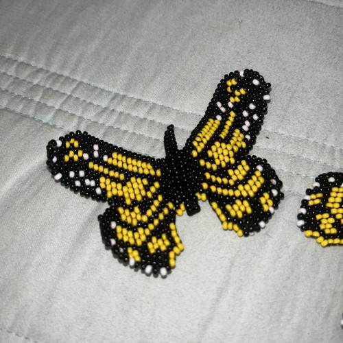 Beaded Butterfly Earrings Colombian Embera Handmade NEW. Yellow - photo 5