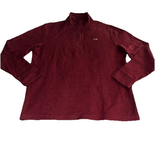 Mens Vineyard Vines Saltwater 1/4 Zip Sweatshirt Burgundy Medium