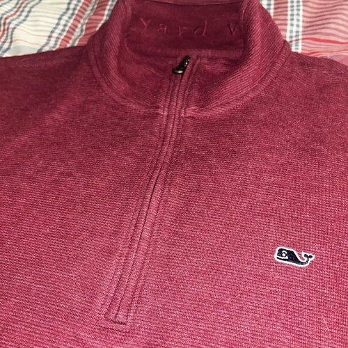 Mens Vineyard Vines Saltwater 1/4 Zip Sweatshirt Burgundy Medium - photo 2