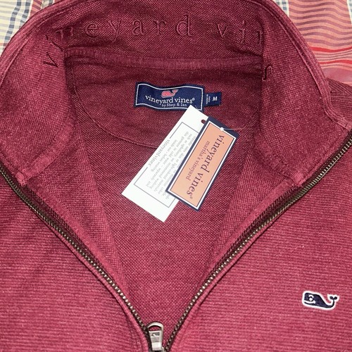 Mens Vineyard Vines Saltwater 1/4 Zip Sweatshirt Burgundy Medium - photo 3